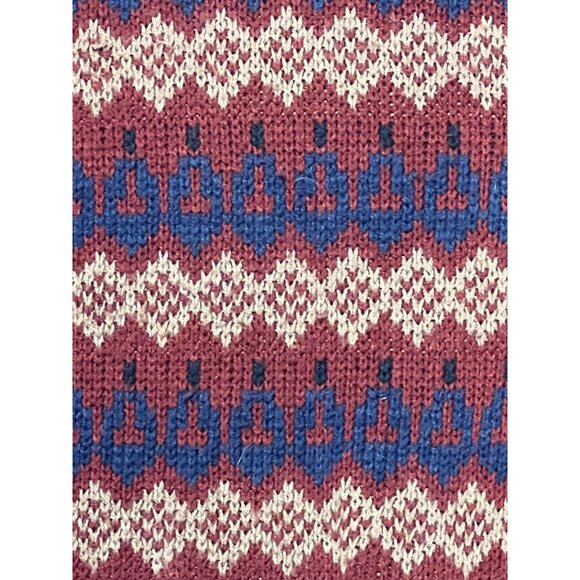 VTG Stoneriver Outfitters Men L Maroon Blue Patterned Crew Sweater Acrylic 80's - Picture 6 of 16